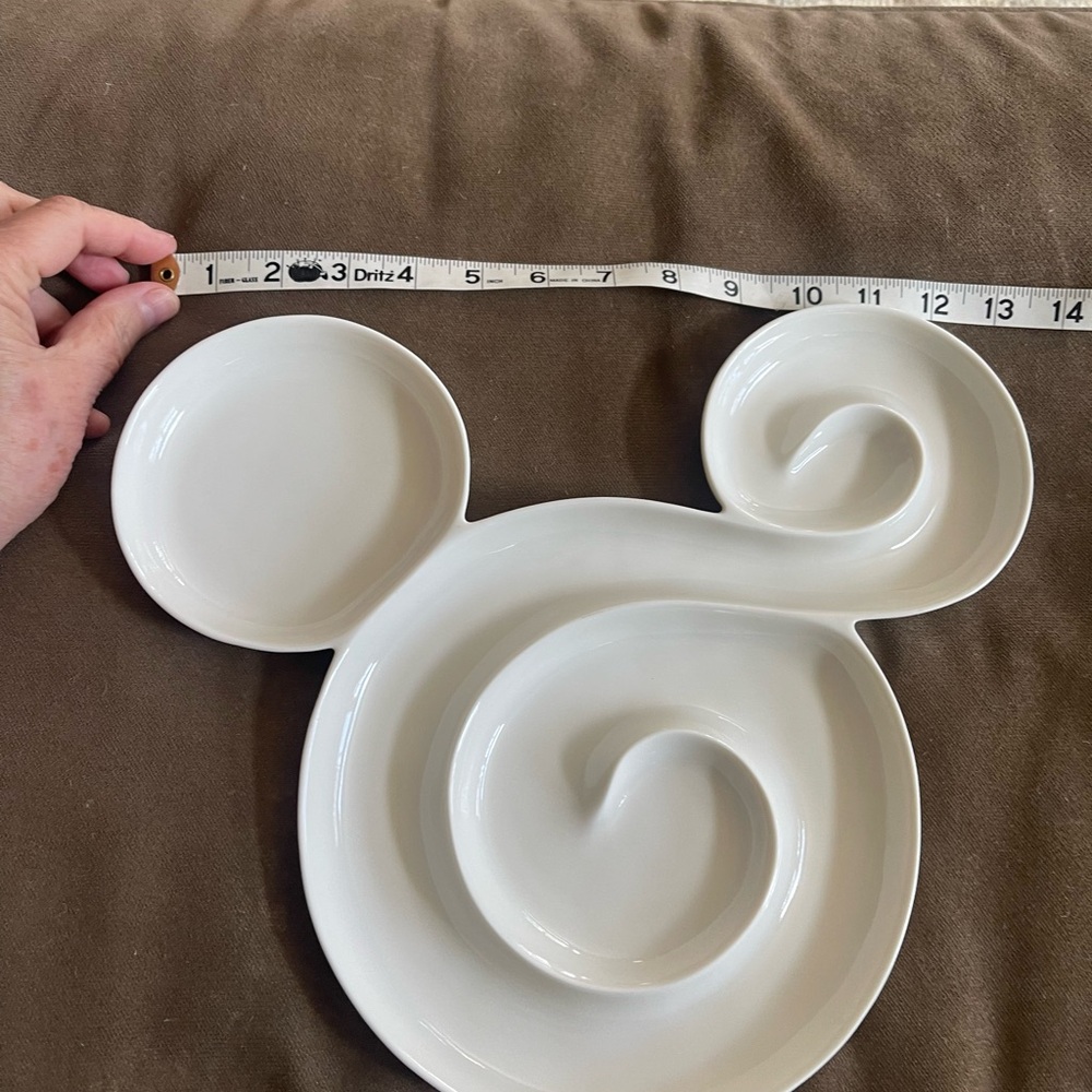 White Ceramic Mickey Mouse Disney Divided Serving Platter - Picture 5 of 6